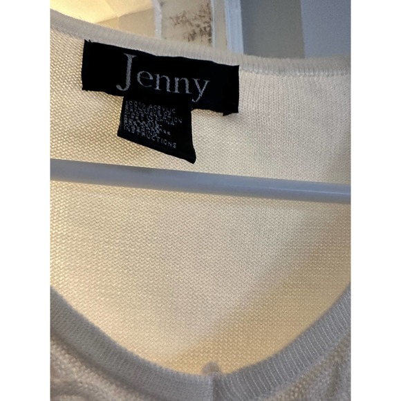NWOT Jenny Embellished and Beaded V-Neck Winter White Sweater Size XL - Picture 5 of 5